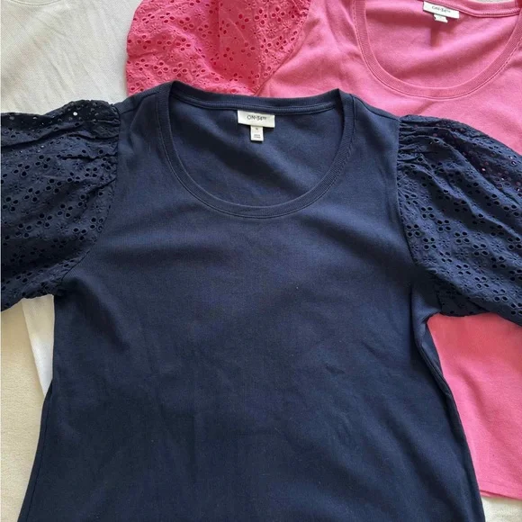 Set of Four Eyelet Sleeve Tops On 34th size 1X - Picture 2 of 6